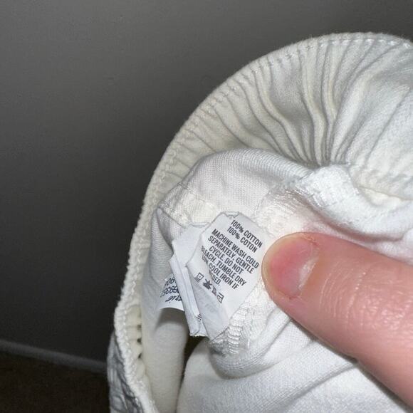 Aerie White Pull-On Cotton Jogger Pants Size Small Distressed Relaxed Fit - Picture 4 of 6